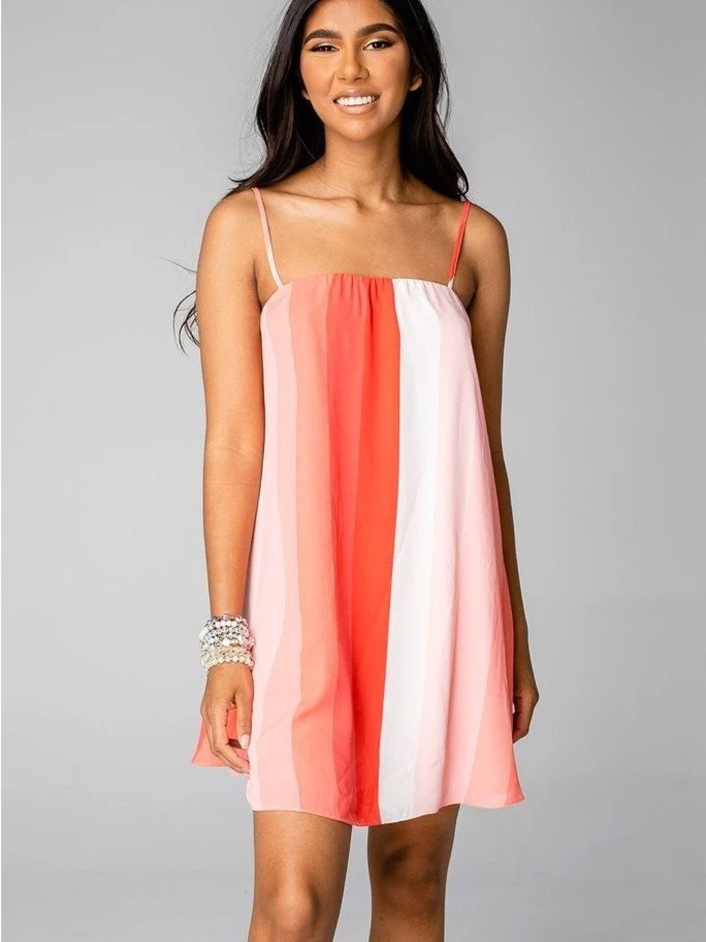 Buddy Love Mutli Pink Stripe Colorblock Swing Dress